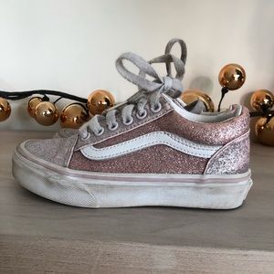 VANS pink glitter girls low top lace up sneakers size 12